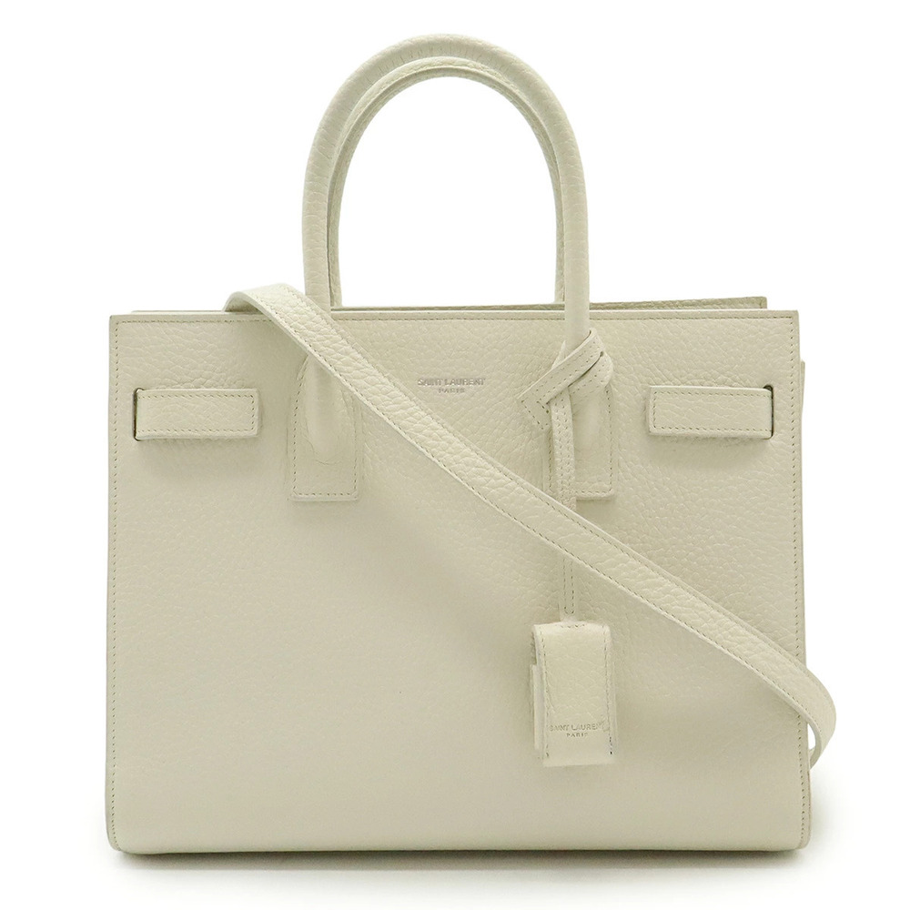 SAINT LAURENT PARIS Yves Sac de Jour Baby 2way Shoulder Bag Leather Ivory White